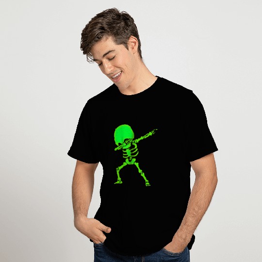 Dabbing Big Head Skeleton Neon Glow Funny T Shirts