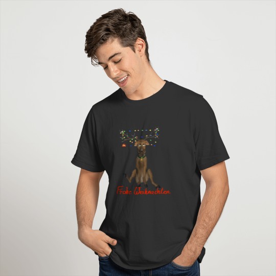 Reindeer with Bell and Deco Frohe Weihnachten T-shirt