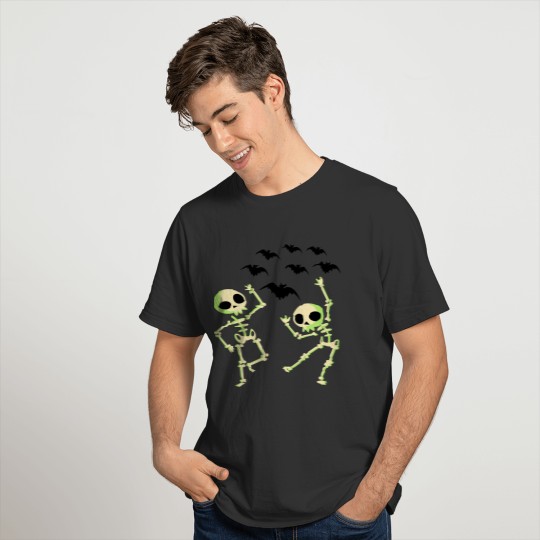 Skeleton Halloween bat horror scary dance T-shirt
