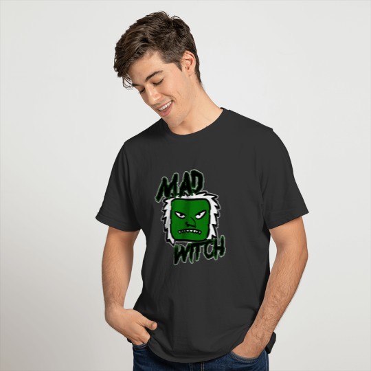 Halloween mad witch green head T Shirts