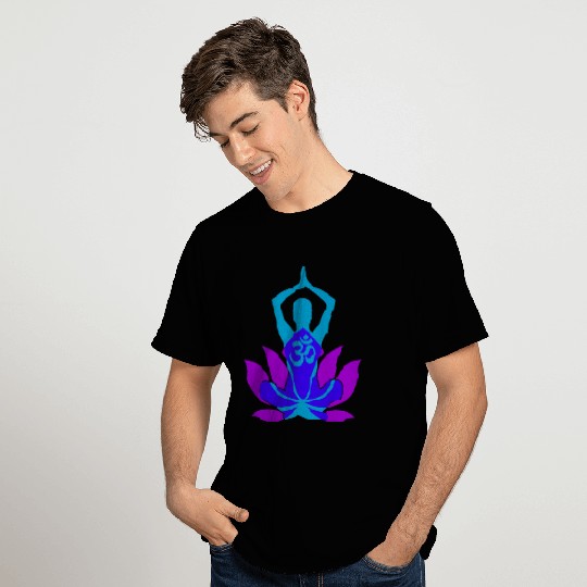 Om Namaste Yoga Pose Lotus Blue T Shirts