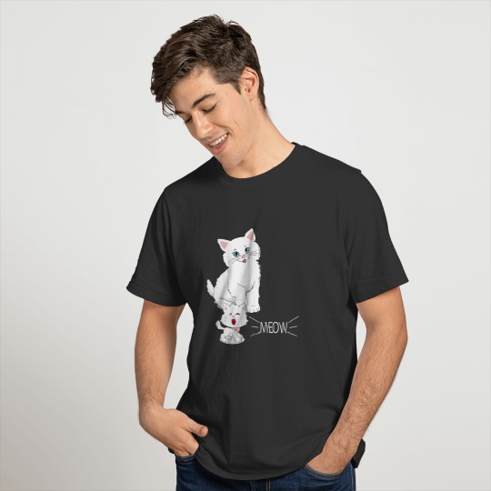 Cat Meow Kitten Snow White Fur T Shirts