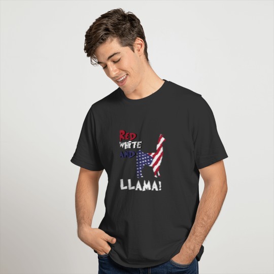 Llama American Flag Patriotic Red White T-shirt