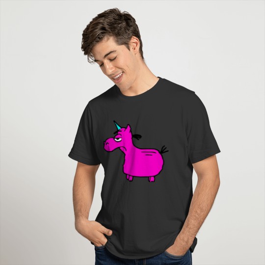pink sad unicorn T Shirts