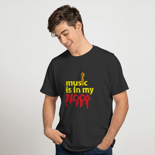 Music is in my blood guitar neck gift kids musicia T-shirt