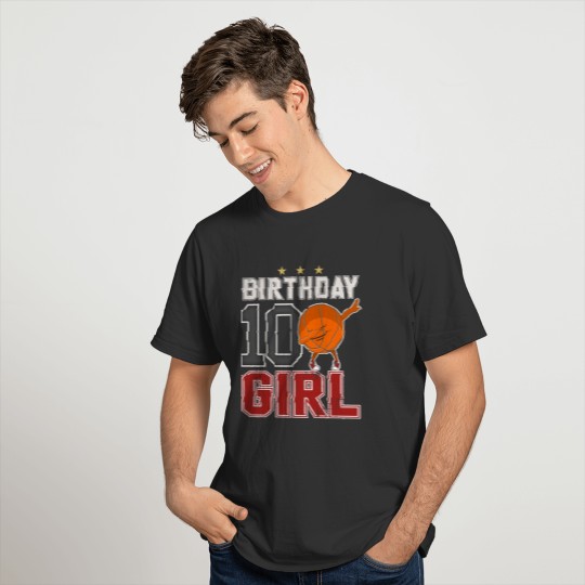 10 Year Old Dabbing Bday Baskteball Girl 10th Gift T-shirt
