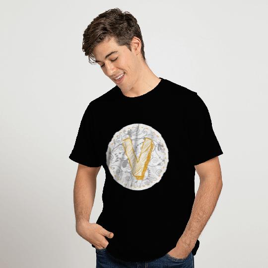 Monogram Letter V Names Emblem 0957-V-BR T Shirts