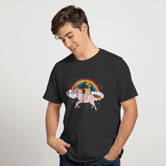 Pug Rides Unicorn Fairytale Rainbow Dog Horse Gift T Shirts