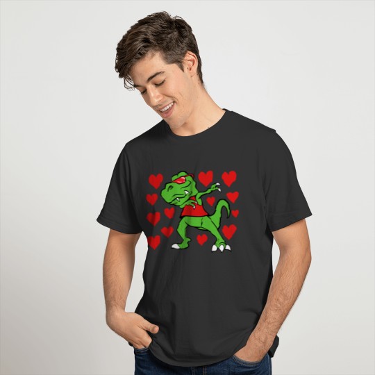 Valentine's Day Dabbing Dab T-Rex Dinosaur T-shirt