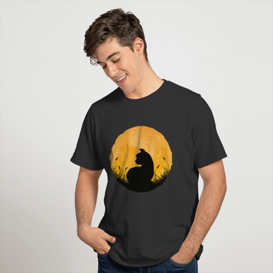 Cat at full moon at night | Color T-shirt