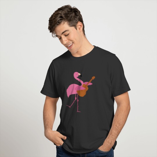 Cute Pink Flamingo Playing Guitar Musician Gift T-shirt
