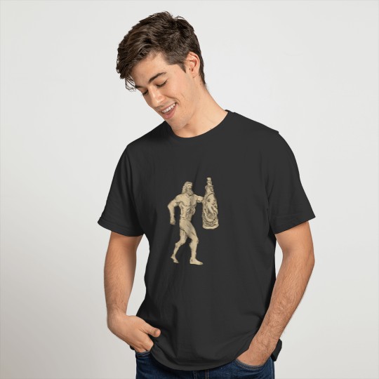 Hercules With Bottled Up Angry Octopus Drawing T-shirt