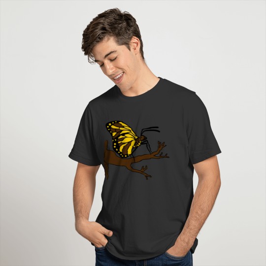 butterfly on branch tree forest insect wing beauti T Shirts