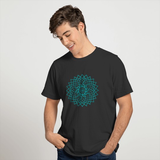 Mandala Geometry Teal Turquoise Sacred Fractal T Shirts
