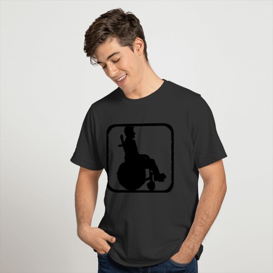 wheelchair shield button silhouette disability go T-shirt