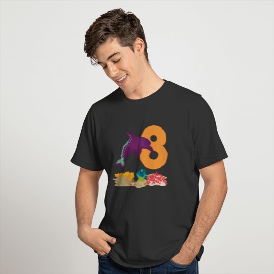 8th Birthday Shirt Kids Cartoon Dolphin T-Shirt T-shirt