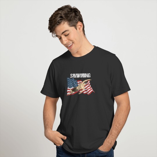 Swimming USA American flag swim gift T-shirt