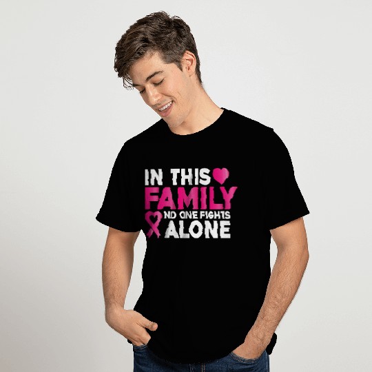 In This Family No One Fights Alone Breast Cancer T Shirts