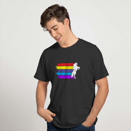 Unicorn Art Rainbow Color Stripes Lover Gift T-shirt
