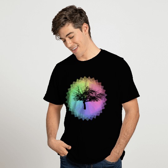 rainbow tree silhouette colorful - present idea T Shirts