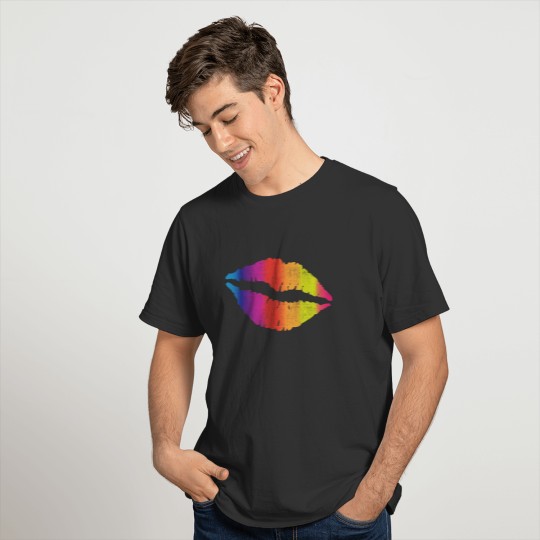 Pride Rainbow Kiss Love Lips Bright Fun Colorful T-shirt