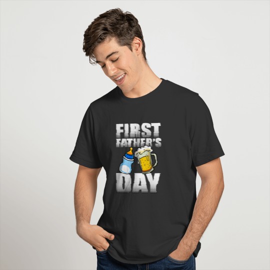 First Father's Day Gifts Beer Baby Bottle Dad T Shirts