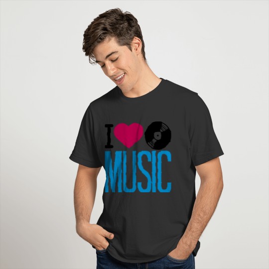music colorful logo I love vinyl heart love music T Shirts