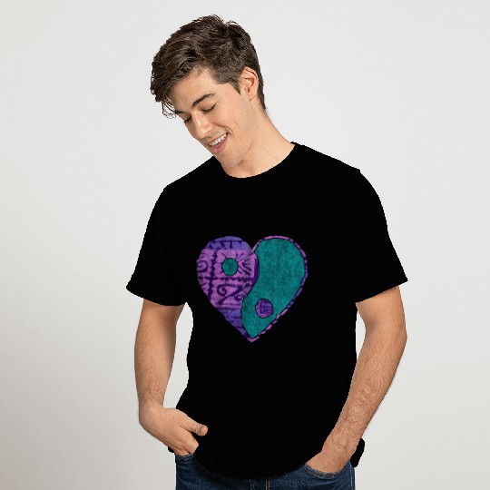 Purple Batik Yin & Yang Heart T Shirts