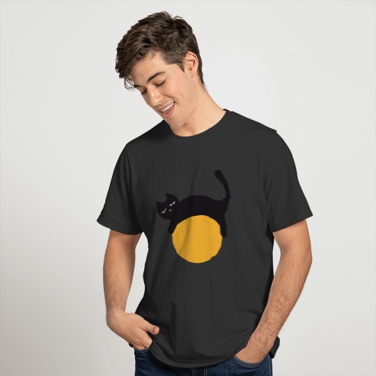Lazy Black Cat on ball T-shirt