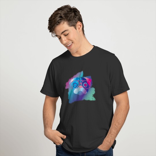 pug psychadelic sunglasses petlover T-shirt