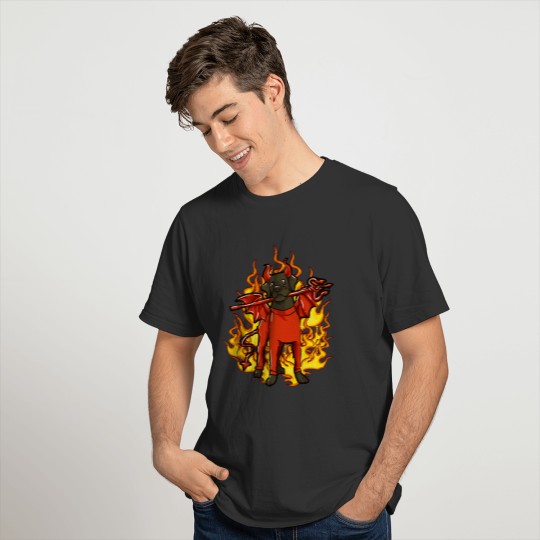 Rottweiler in Devil Halloween Costume Art T-shirt