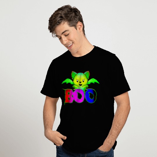 Boo. Funny cat with bat wings. Halloween. T Shirts