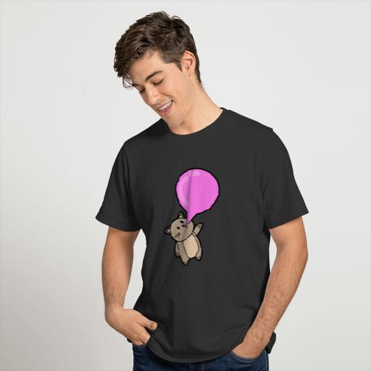 Cat hanging on a bubble T-shirt