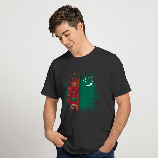 Turkmenistan flag paint splashes T-shirt