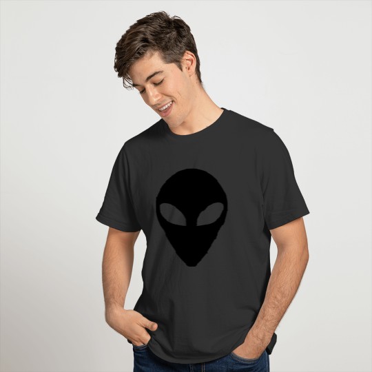 Grey Alien Head Black T Shirts