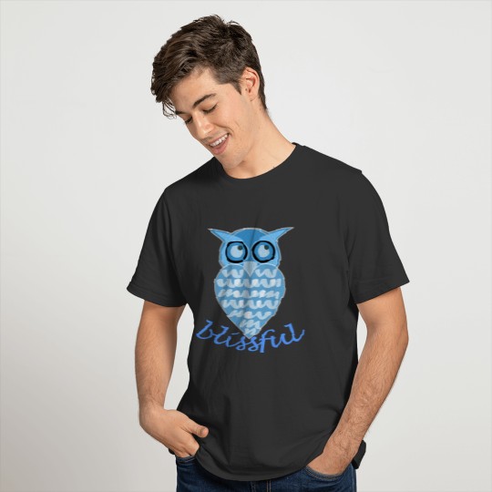 owl cute light blue blissful happy T Shirts
