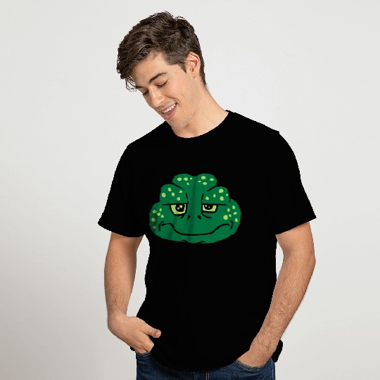 funny sad unhappy frog head toad big mouth face ey T Shirts