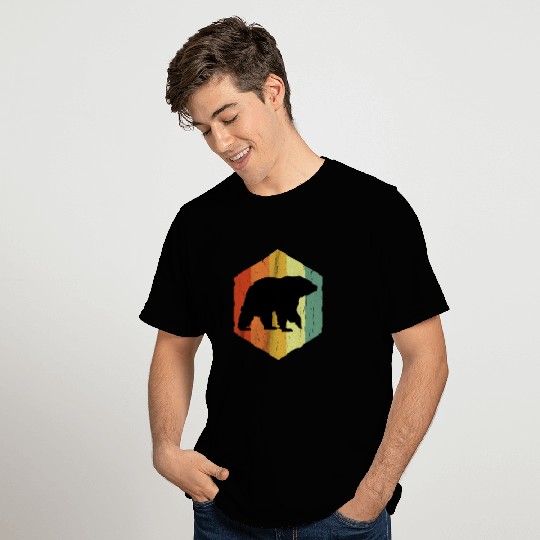 Distressed Grizzly Bear Grizzly Beer Hexagon T Shirts