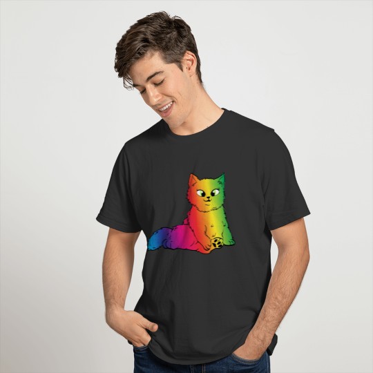 Colorful Cute Funny Rainbow Kitten Rave LGBTQ T-shirt
