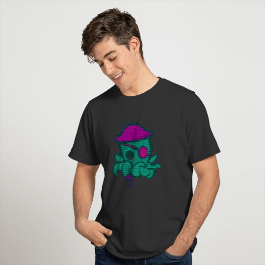 Green Octopus Pirate Captain Cute Squid T Shirts