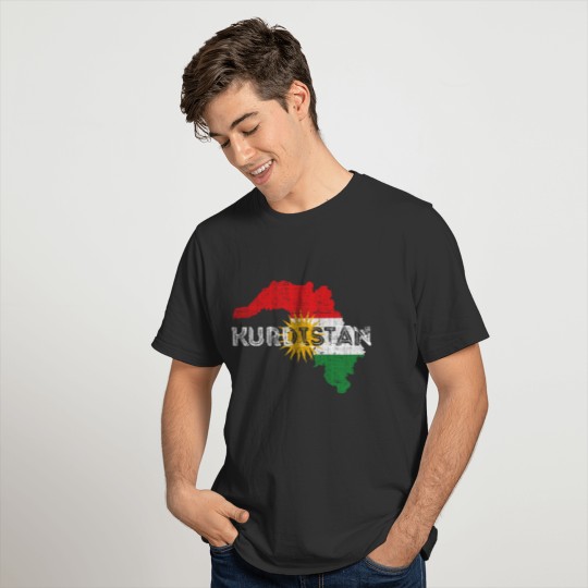 Kurdistan Map Shape and Flag T-shirt