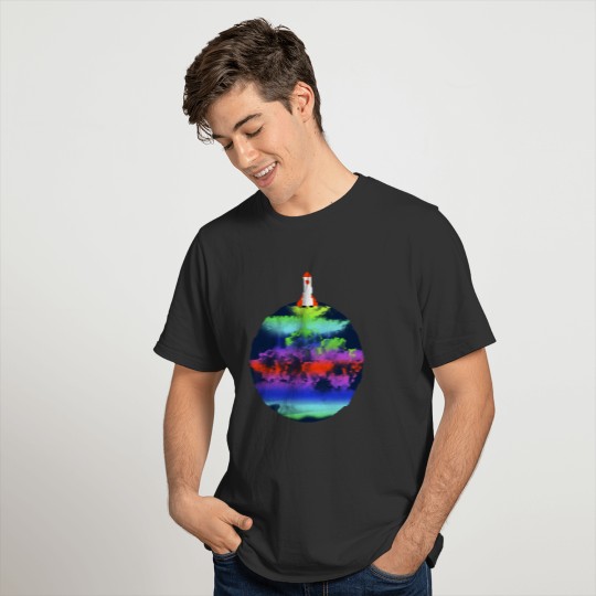 Spaceship Start Colorful T-shirt