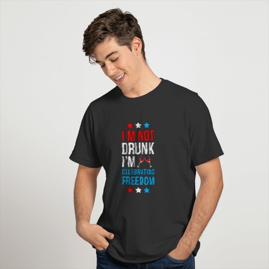 Funny Patriotic Drinking Wine 4th of July Gifts T-shirt