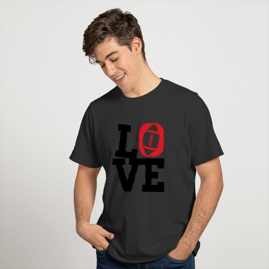 Love AmericanFootball black red -gift idea T-shirt