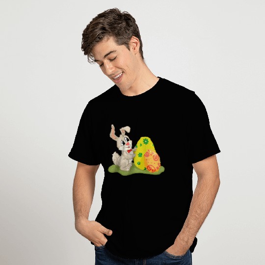 Cute Easter Bunny Hides Behing Colored Eggs T Shirts