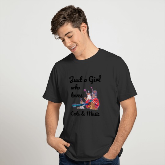 Cat Music Guitar Girls T Shirts