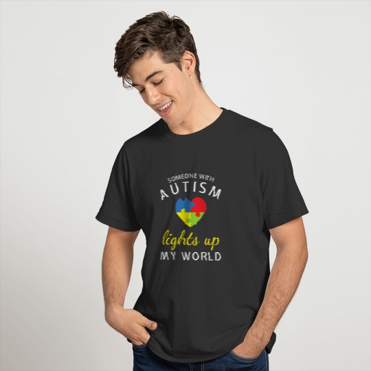 Autism Light Up My World Heart Puzzle Support T-shirt