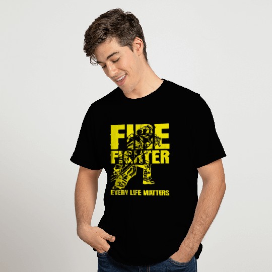 Firefighter – Every Life Matters Yellow T Shirts