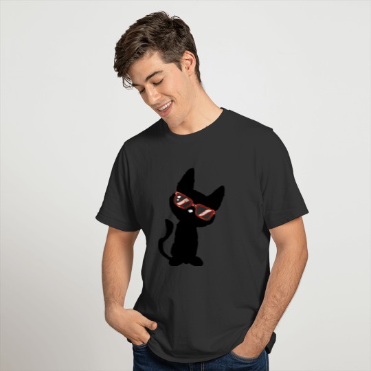 Sweet And Black Cat With Sunglasses T Shirt T-shirt