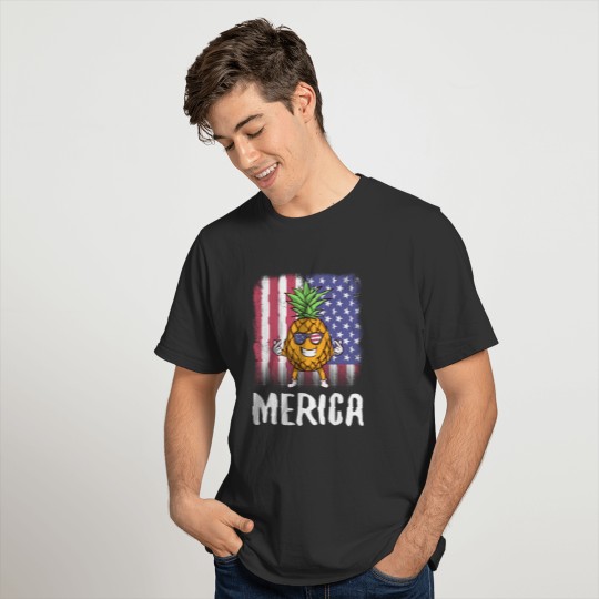 Merica Pineapple USA American Flag T-shirt